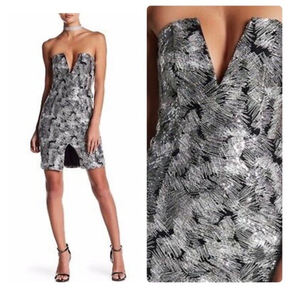 NEW NBD "Nina" Strapless Sequin Embroidered Dress - Picture 1 of 3